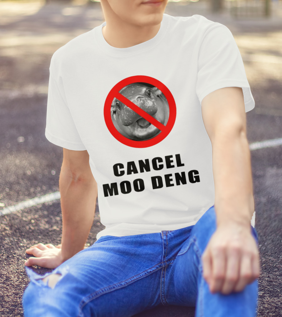 Pizzaslime Cancel Moo Deng No Entry Sign T-Shirt