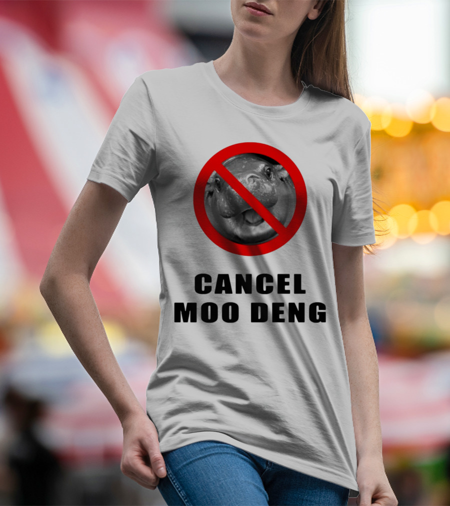 Pizzaslime Cancel Moo Deng No Entry Sign T-Shirt