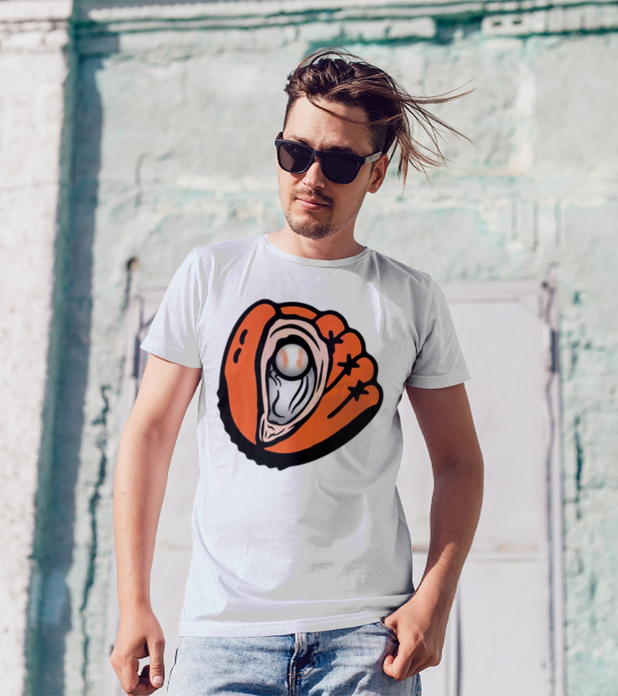 Chesapeake Oyster Catchers Baseball Glove And Pearl T-Shirt