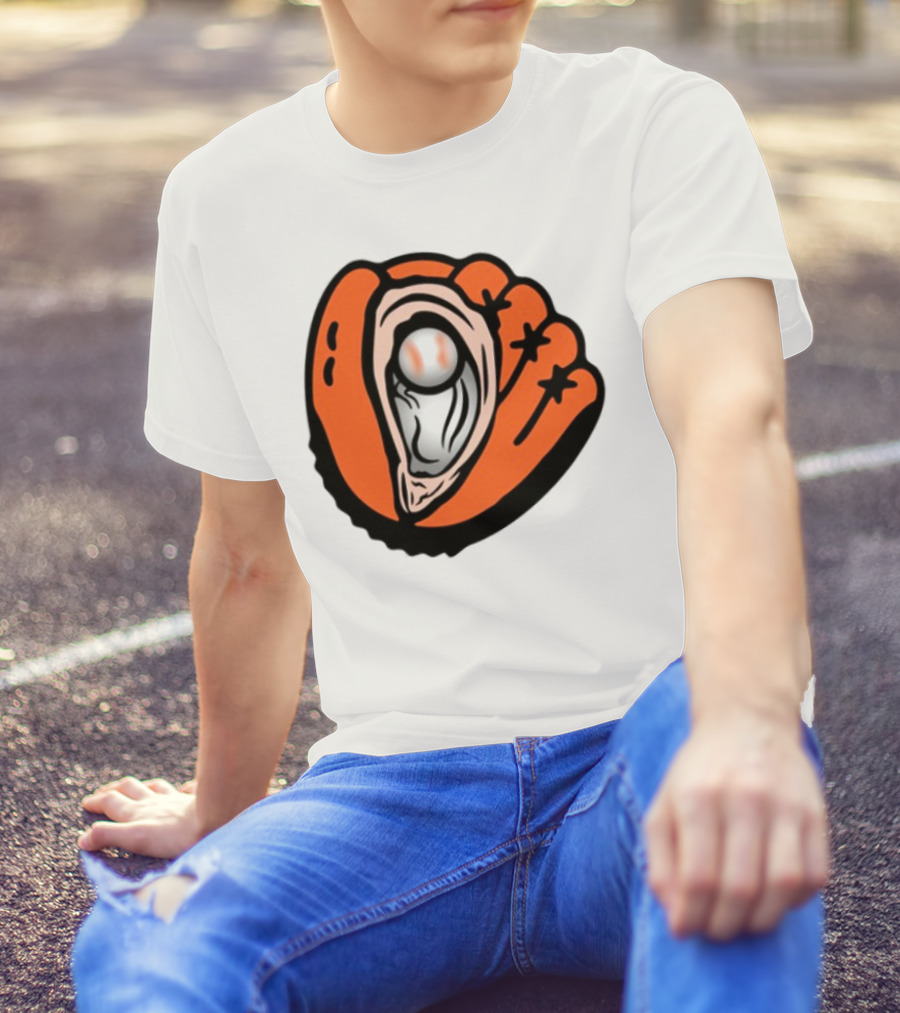 Chesapeake Oyster Catchers Baseball Glove And Pearl T-Shirt