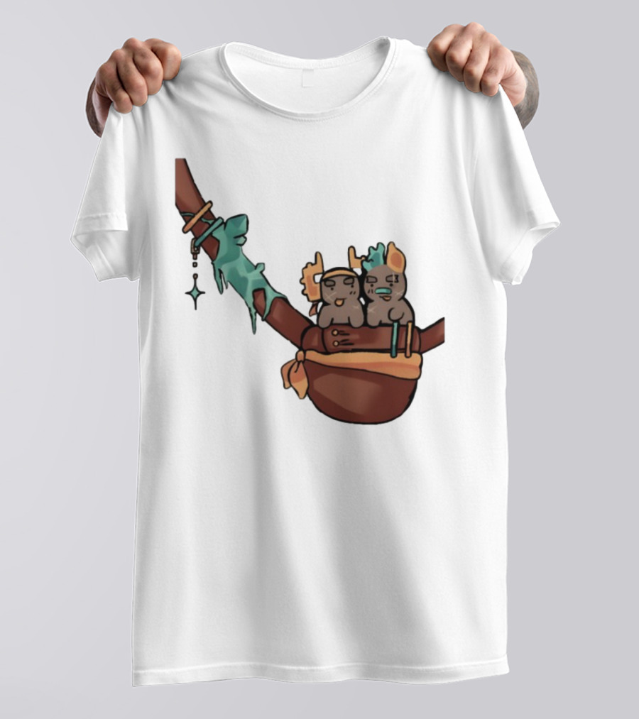 Coilpunk Steamcoil Phighting Cute Duo In Bag With Antlers And Spear T-Shirt