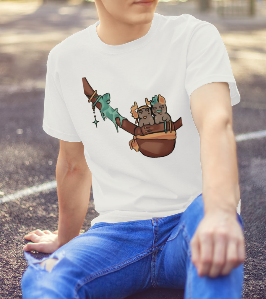 Coilpunk Steamcoil Phighting Cute Duo In Bag With Antlers And Spear T-Shirt