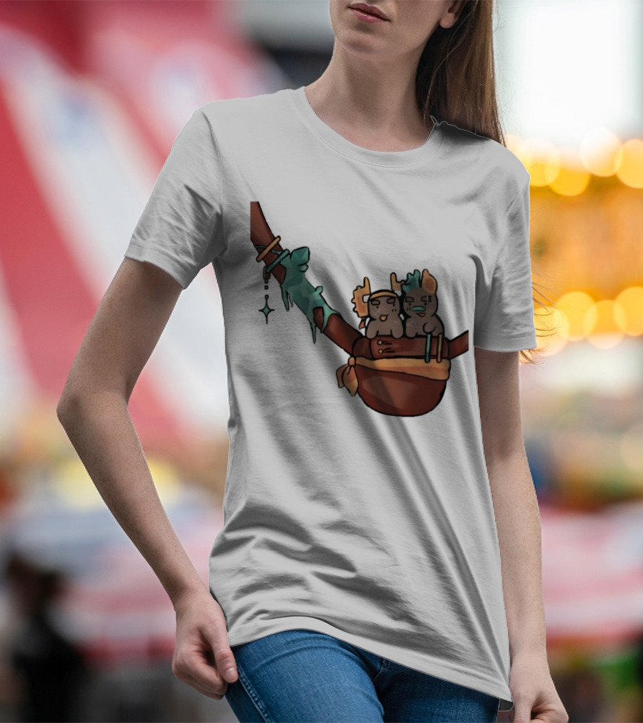 Coilpunk Steamcoil Phighting Cute Duo In Bag With Antlers And Spear T-Shirt