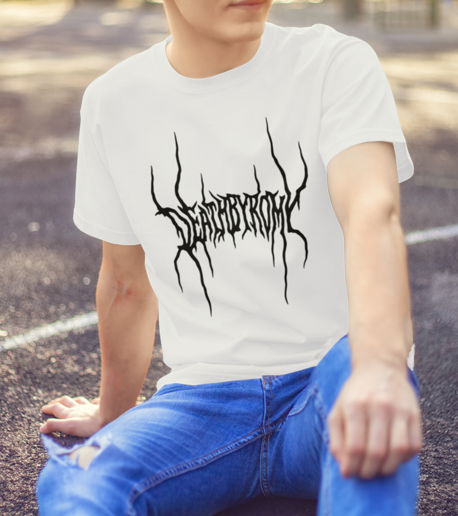 Deathbyromy Distorted Text Emblem Design T-Shirt