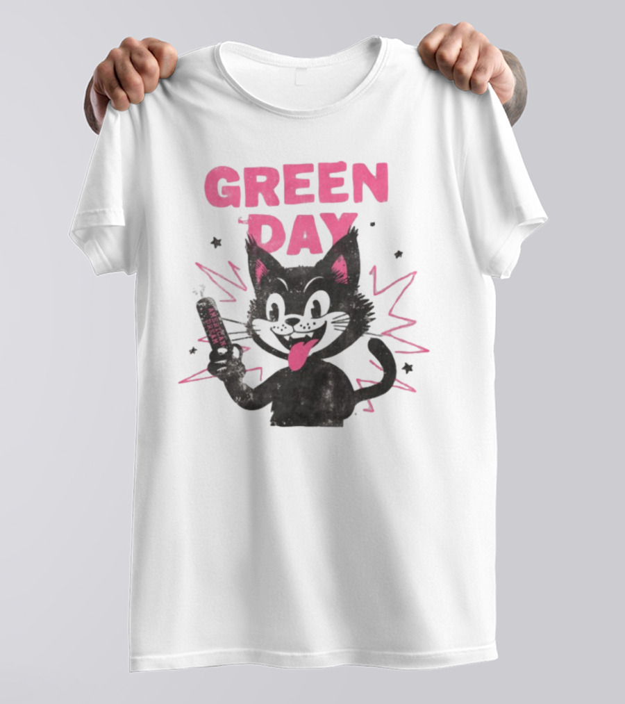 Green Day Dynamite Cartoon Cat Explosion T-Shirt