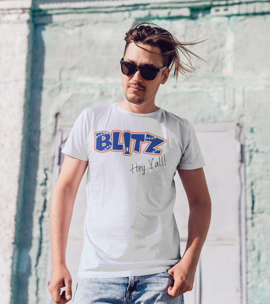 Blitz Hey Y'all Baseball Bat Stitching Style T-Shirt