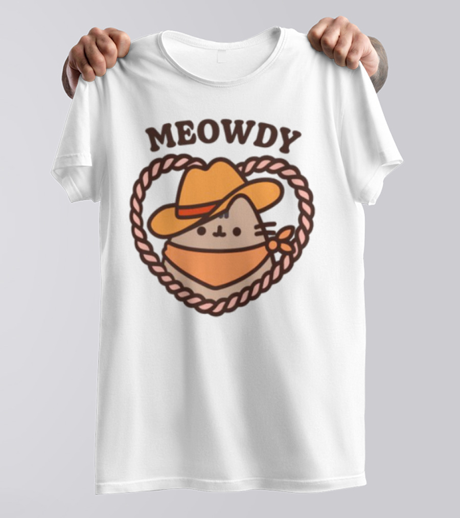 Meowdy Cowboy Pusheen With Hat And Bandana T-Shirt