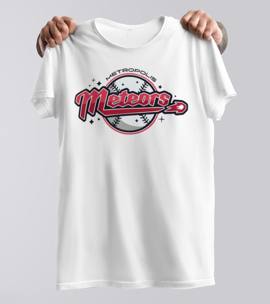 Metropolis Meteors Baseball Team Emblem Logo T-Shirt
