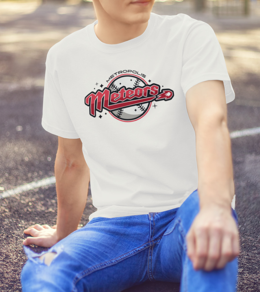 Metropolis Meteors Baseball Team Emblem Logo T-Shirt