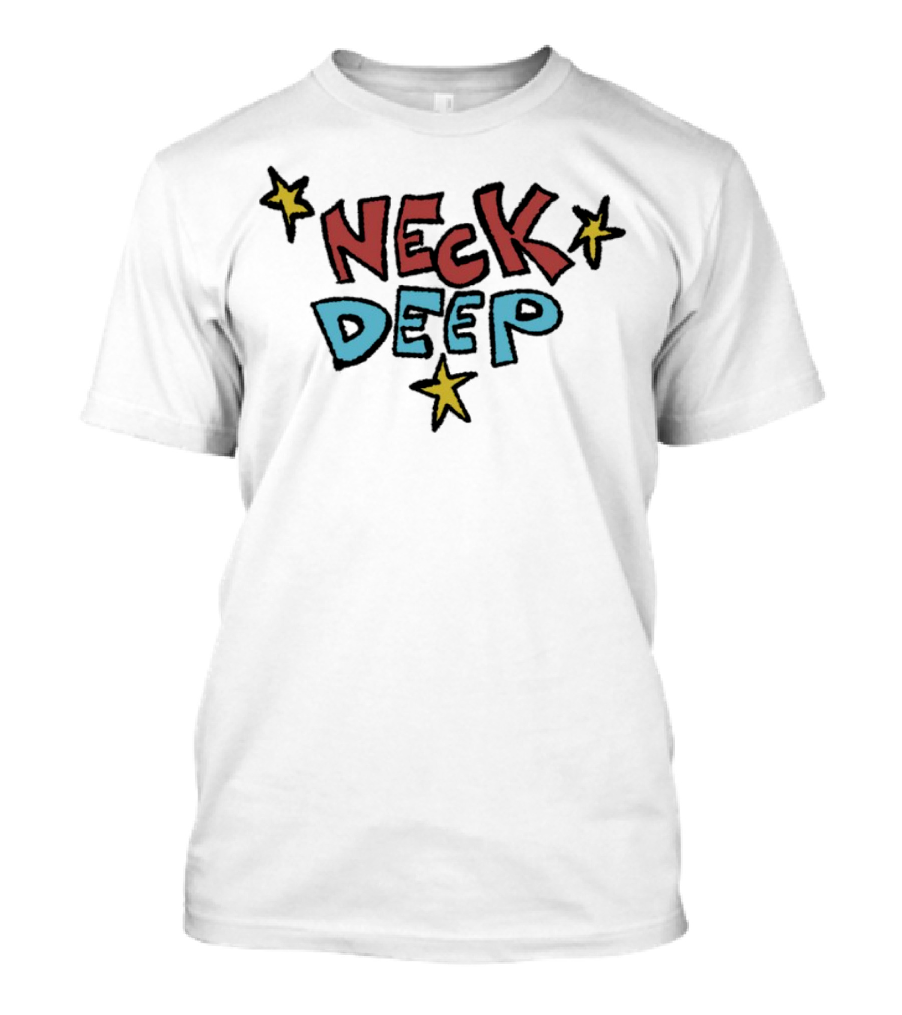 Neck Deep World Exclusive Stars Red Blue Text T-Shirt