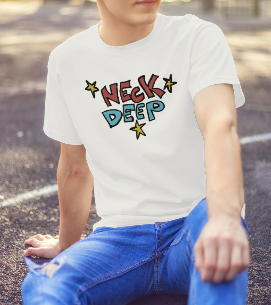 Neck Deep World Exclusive Stars Red Blue Text T-Shirt