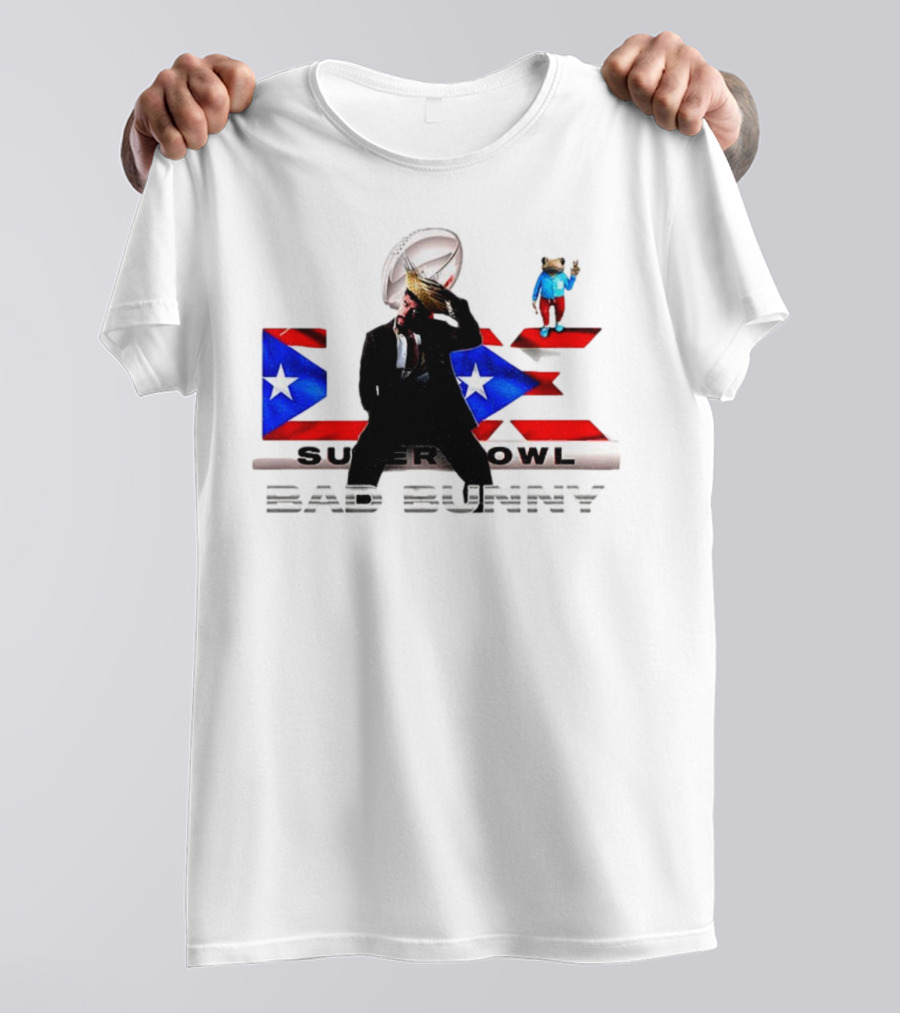 Bad Bunny Super Bowl Halftime 2026 Puerto Rico Flag Iconic Performance T-Shirt