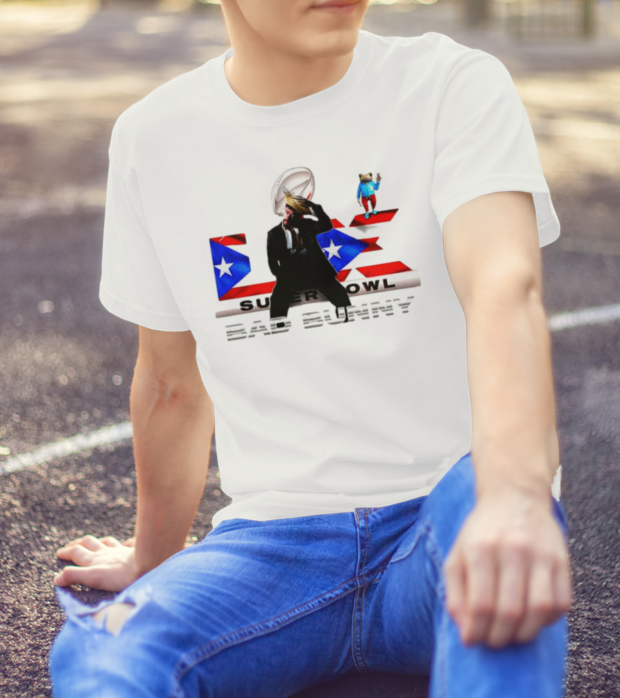 Bad Bunny Super Bowl Halftime 2026 Puerto Rico Flag Iconic Performance T-Shirt
