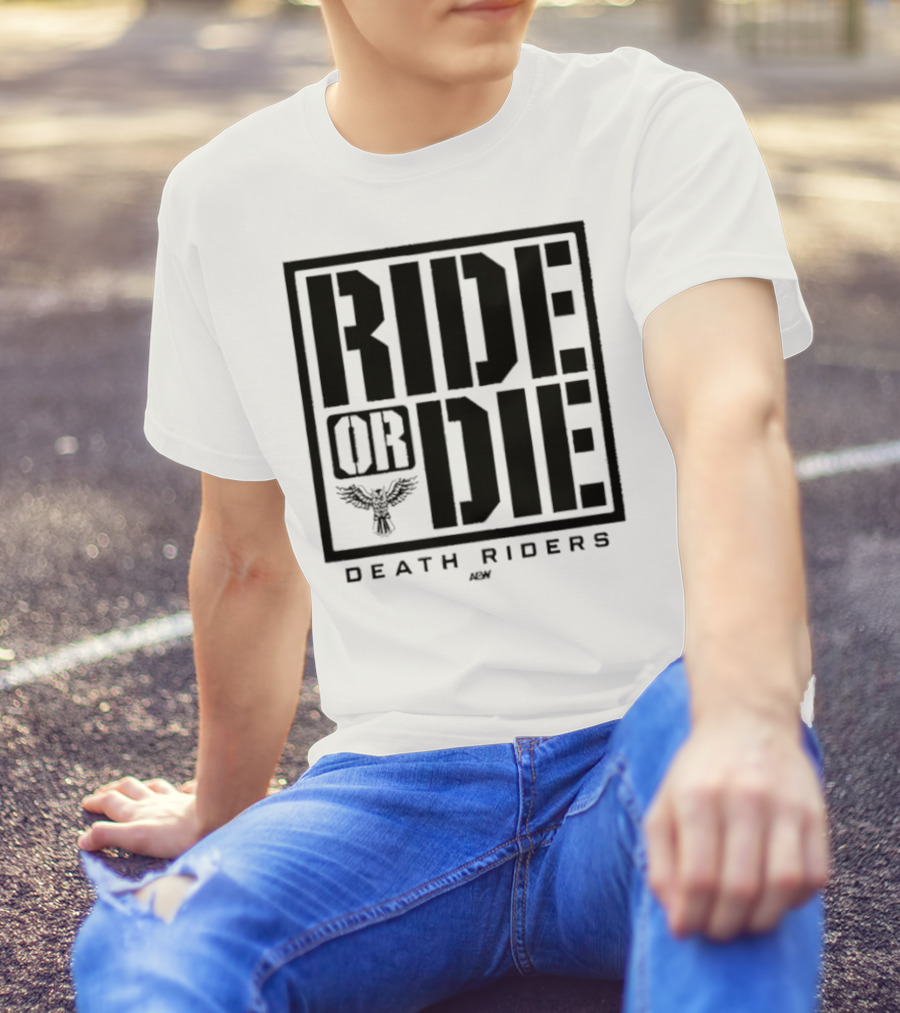 Death Riders Ride Or Die Skeleton Biker Gang AEW T-Shirt