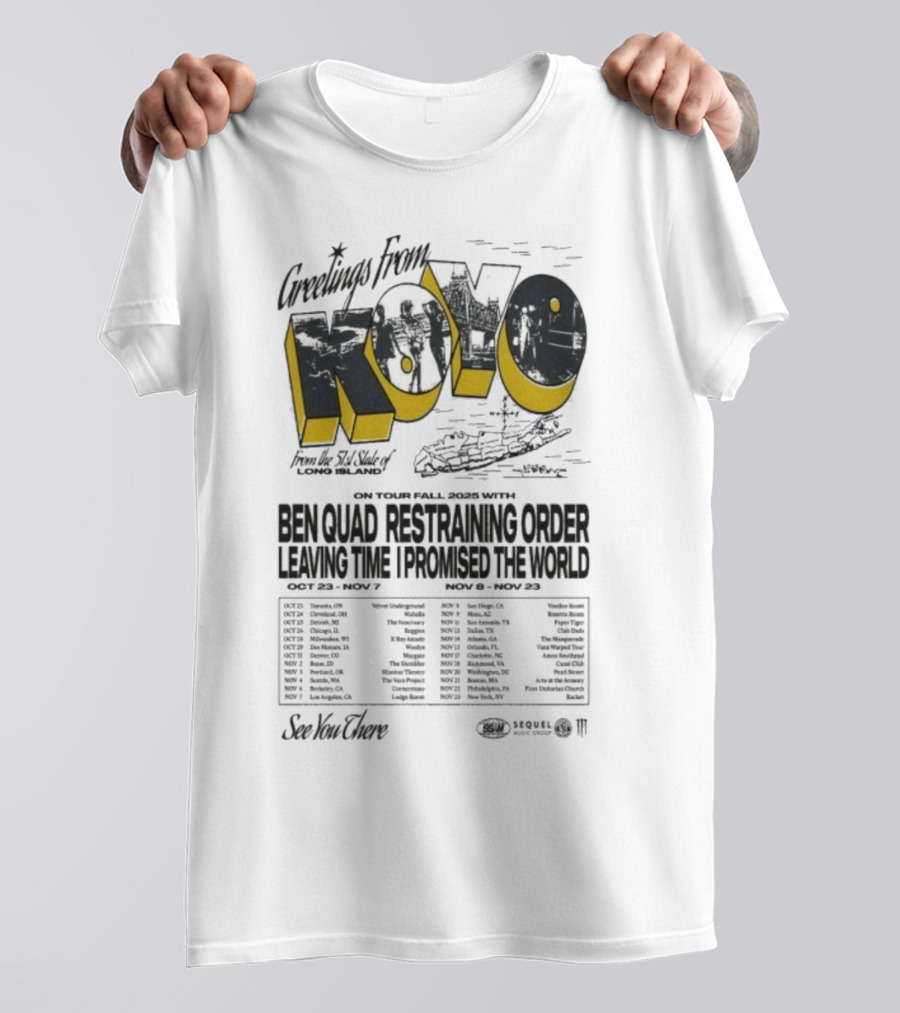 Greetings From Koyo Tour Fall 2025 Ben Quad Restraining Order Leaving Time I Promised The World T-Shirt