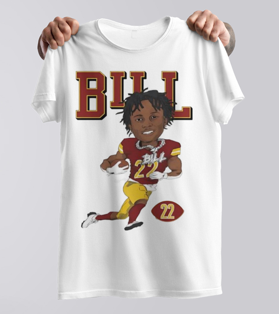 Jacory Bill Croskey Merritt Number 22 Football Player Illustration T-Shirt
