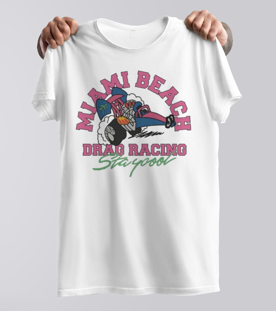 Miami Beach Drag Racing Staycool Racing Imagery T-Shirt