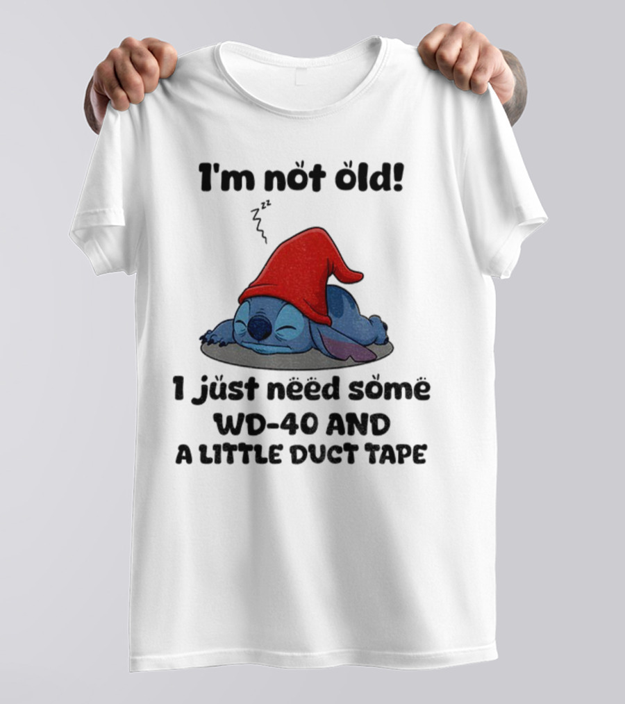 Stitch Sleepy Time WD-40 Duct Tape Humor T-Shirt