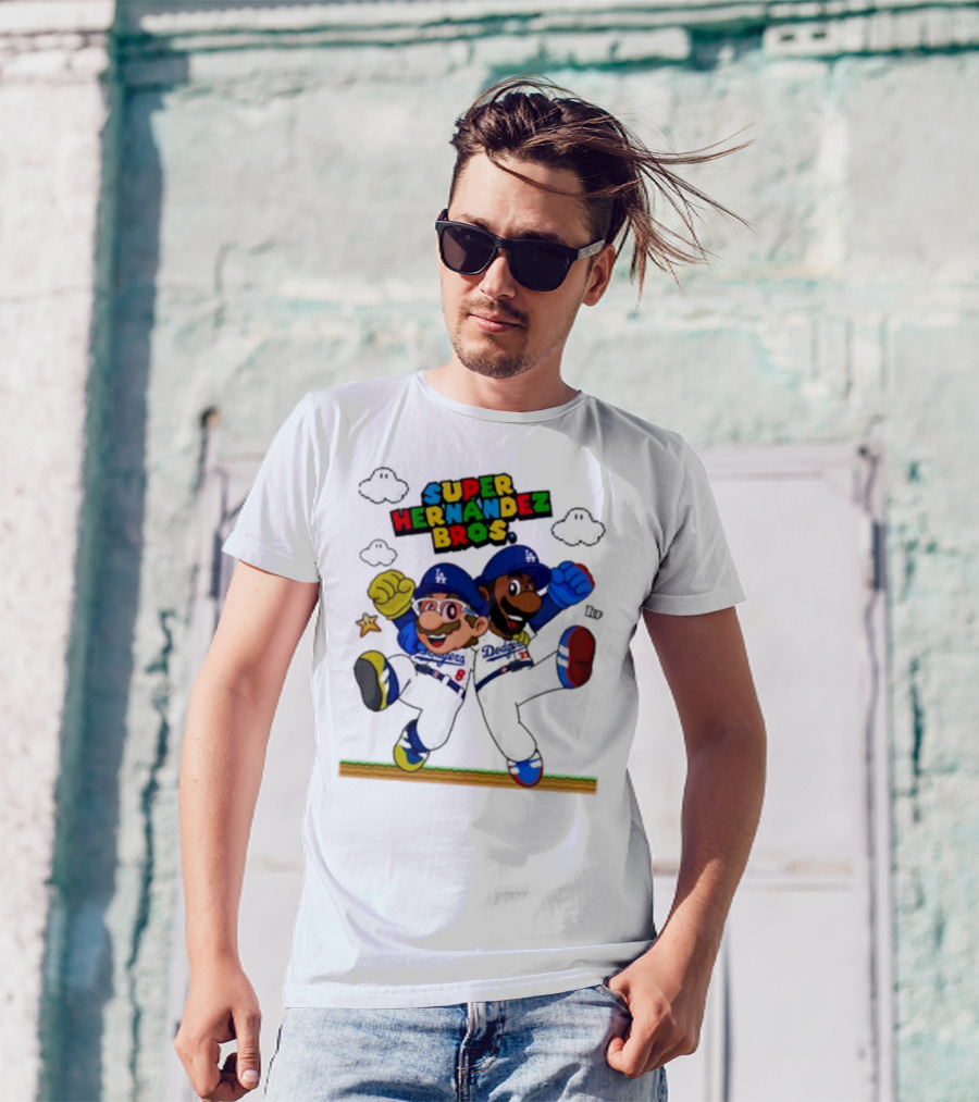 Super Hernández Bros Teoscar Kiké Let’s Go Dodgers Mario X Los Angeles Dodgers T-Shirt