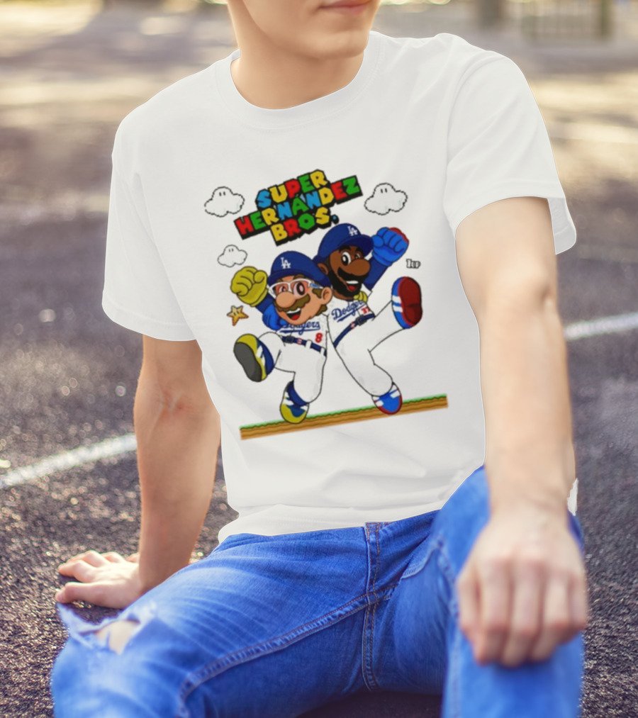 Super Hernández Bros Teoscar Kiké Let’s Go Dodgers Mario X Los Angeles Dodgers T-Shirt