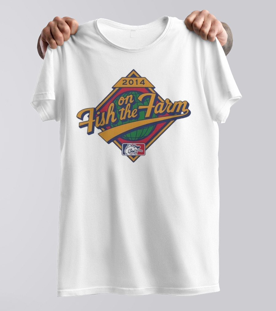 2014 Fish On The Farm Baseball With Global Earth And Whale Symbol T-Shirt