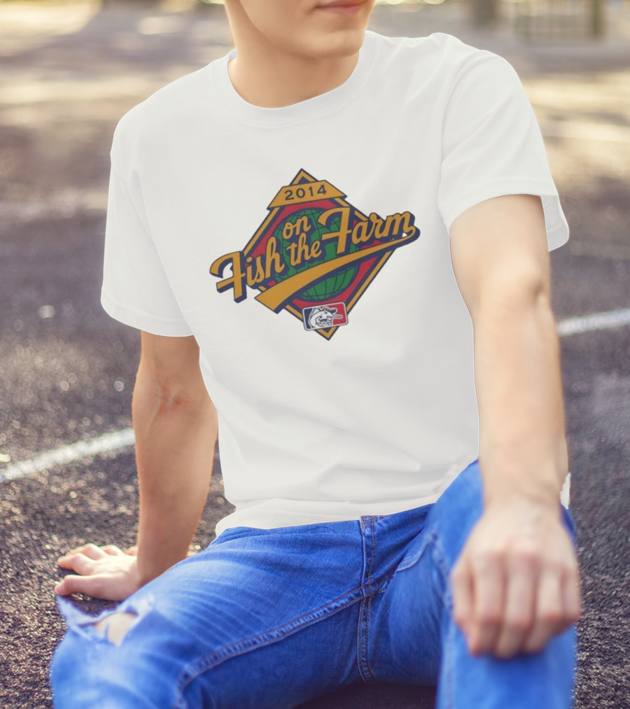 2014 Fish On The Farm Baseball With Global Earth And Whale Symbol T-Shirt