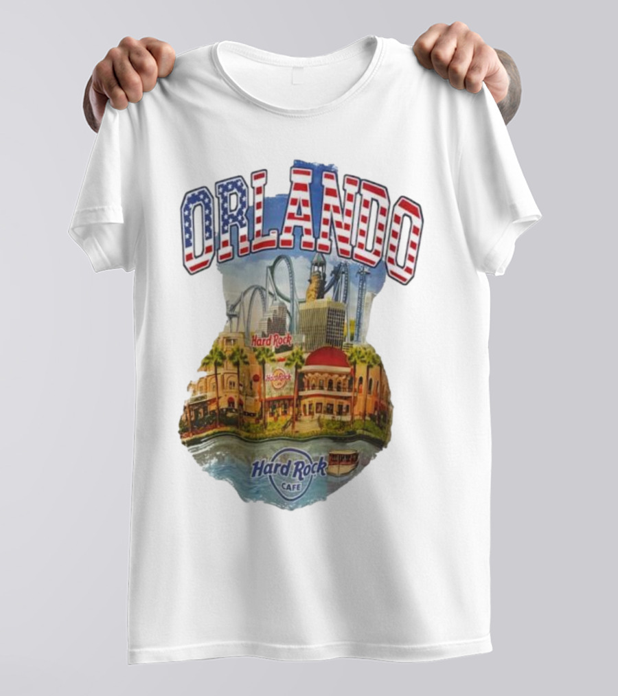 Hard Rock Cafe Orlando American Flag Skyline Roller T-Shirt