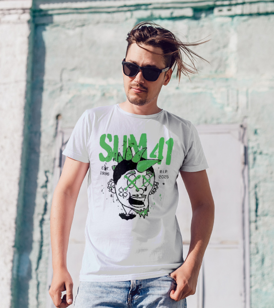 Sum41 St Patrick's Day Punk Skull Green Spikes T-Shirt