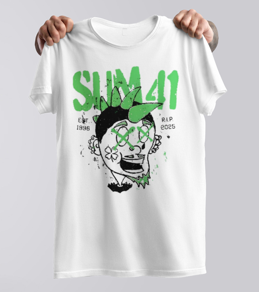 Sum41 St Patrick's Day Punk Skull Green Spikes T-Shirt