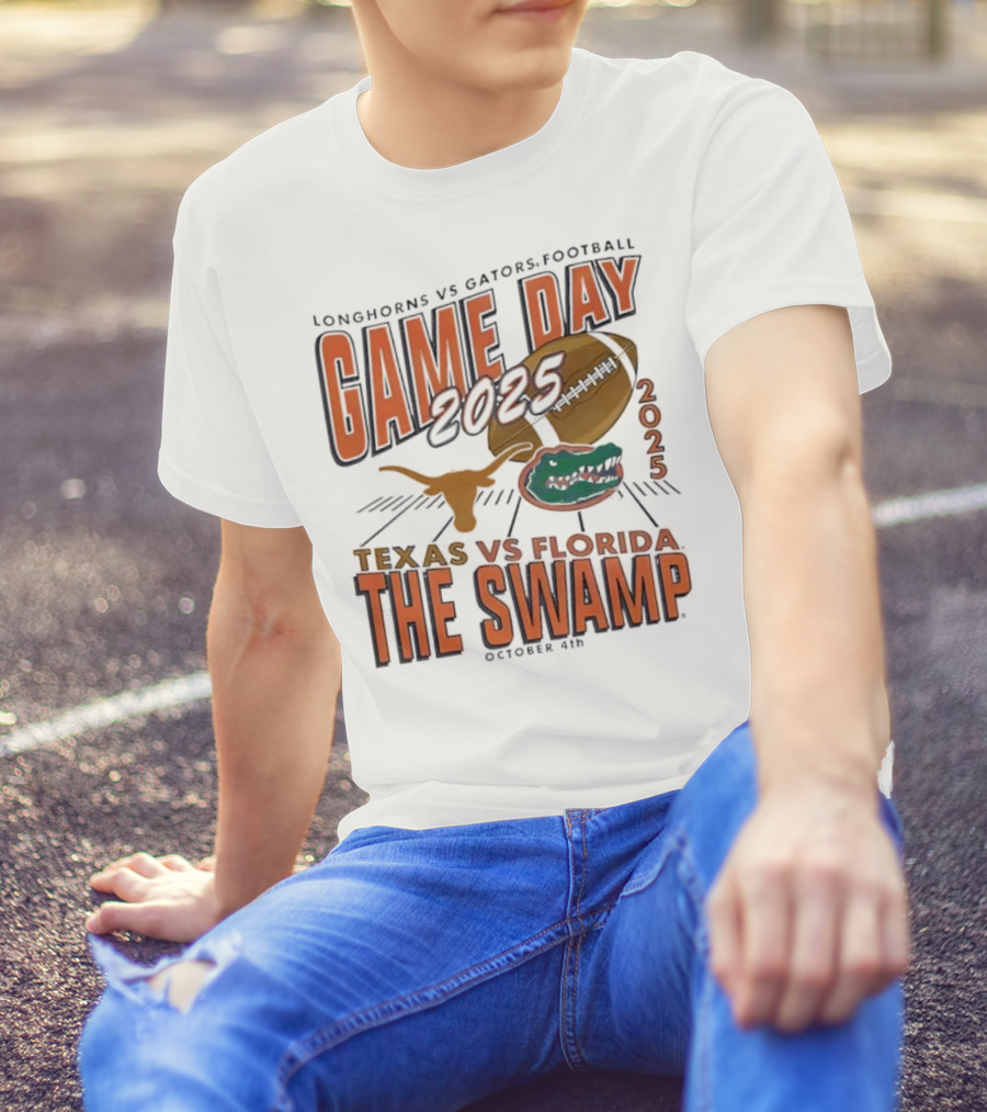 Longhorns Vs Gators Football Game Day 2025 Texas Vs Florida The Swamp October 4th T-Shirt