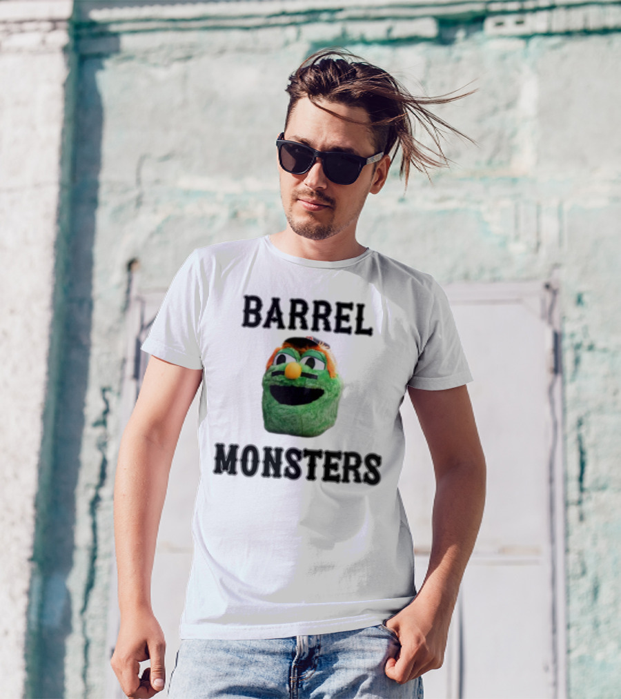 Barrel Monsters Wally Green Fur Mustache Baseball Hat T-Shirt