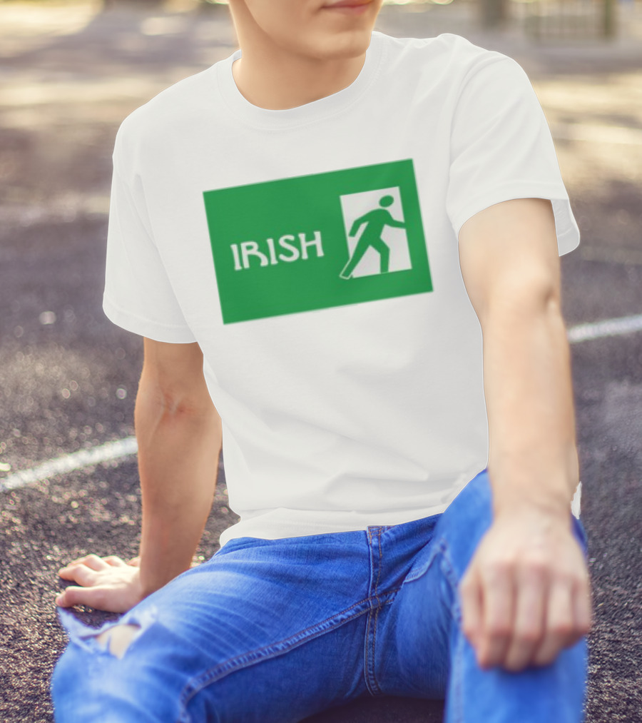 Emotionalclub Irish Exit Green Emergency Sign Style T-Shirt