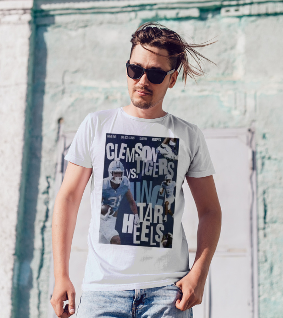 Clemson Tigers Vs UNC Tar Heels ESPN Game Five October 4 2025 Football T-Shirt