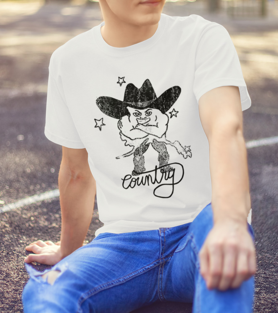 Weird Guy Cowboy With Guitar Retro Style T-Shirt