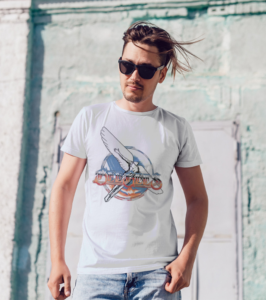 Bee Gees Spirits Having Flown Winged Figure Cloud Background T-Shirt