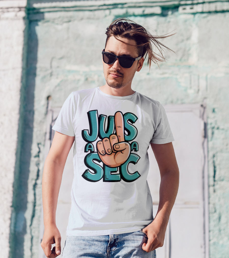 Jus A Sec Finger Gesture Graphic T-Shirt