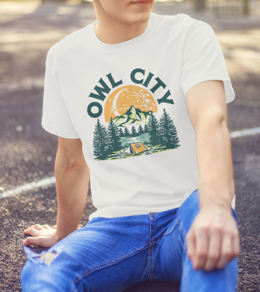 Owl City Mountains Camping Under Moon St. Patrick's Day T-Shirt