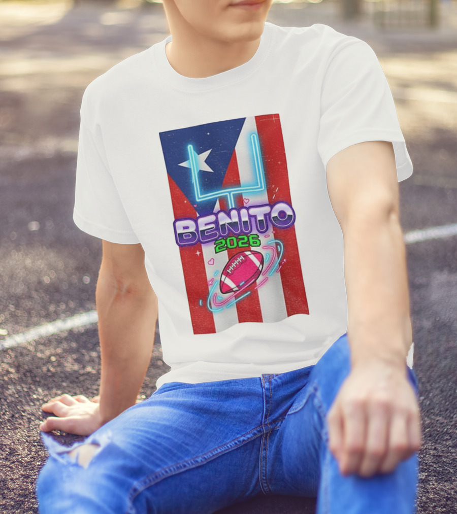 Benito 2026 Bad Bunny Super Bowl Halftime Show Fan Football Puerto Rico Flag T-Shirt