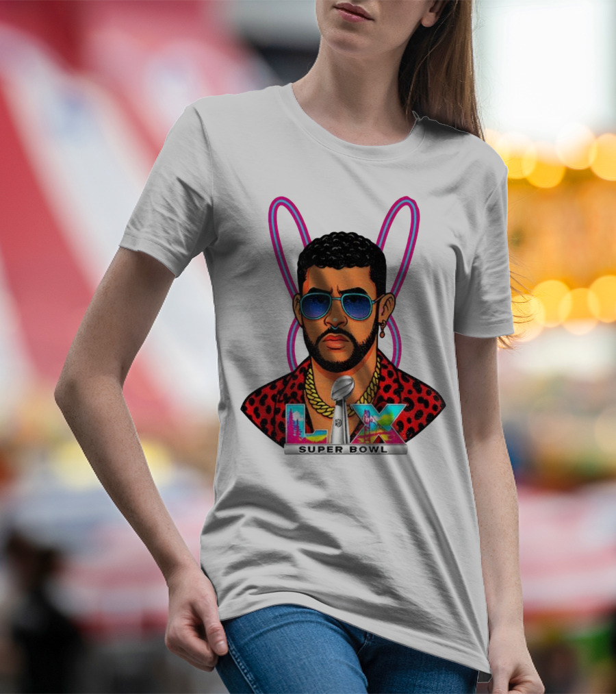 Bad Bunny LIX Super Bowl Puerto Rican Pride NFL Football Boricua T-Shirt