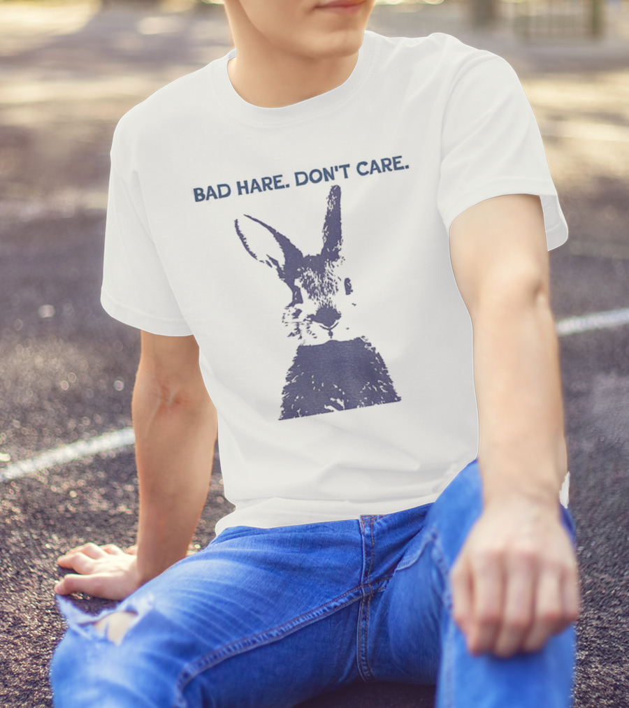 Funny Easter Bad Hare Don’t Care Vintage Rabbit Silhouette T-Shirt
