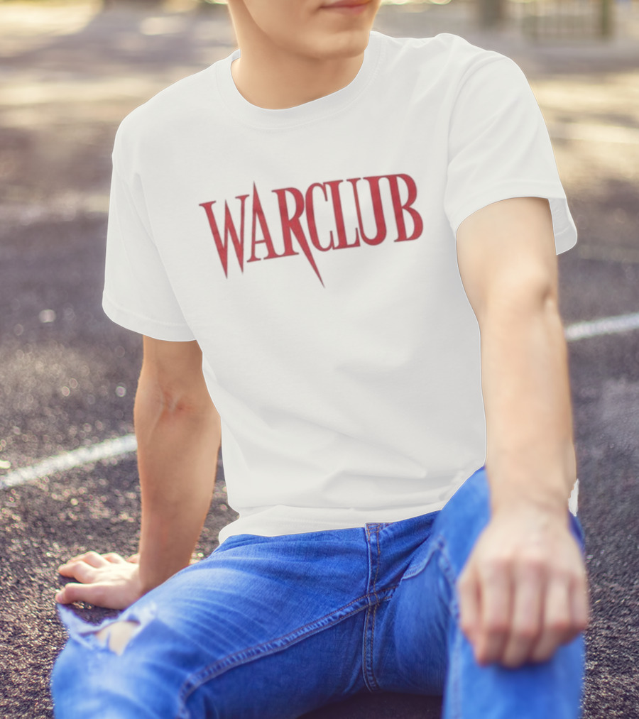 Half Face Blades Warclub Red Text T-Shirt