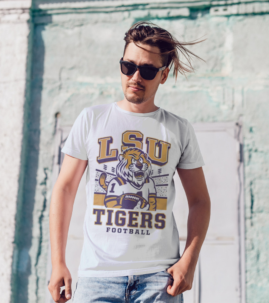 LSU Tigers Football Mike Mascot Stadium QB Number One T-Shirt