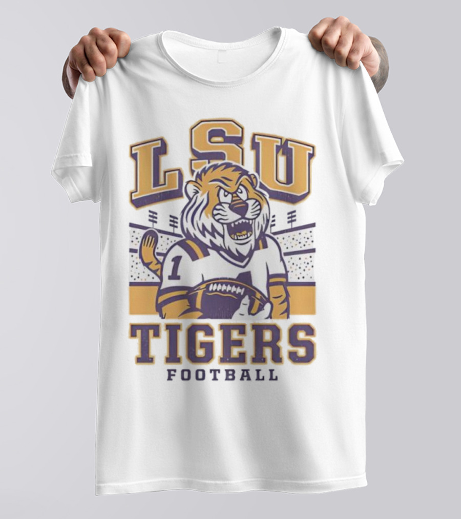 LSU Tigers Football Mike Mascot Stadium QB Number One T-Shirt
