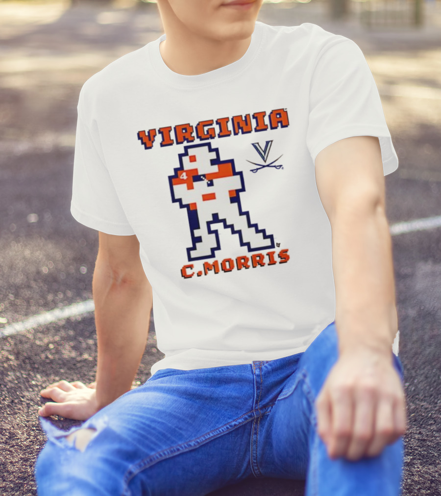 Virginia C. Morris Football Retro Pixel Quarterback 4 T-Shirt