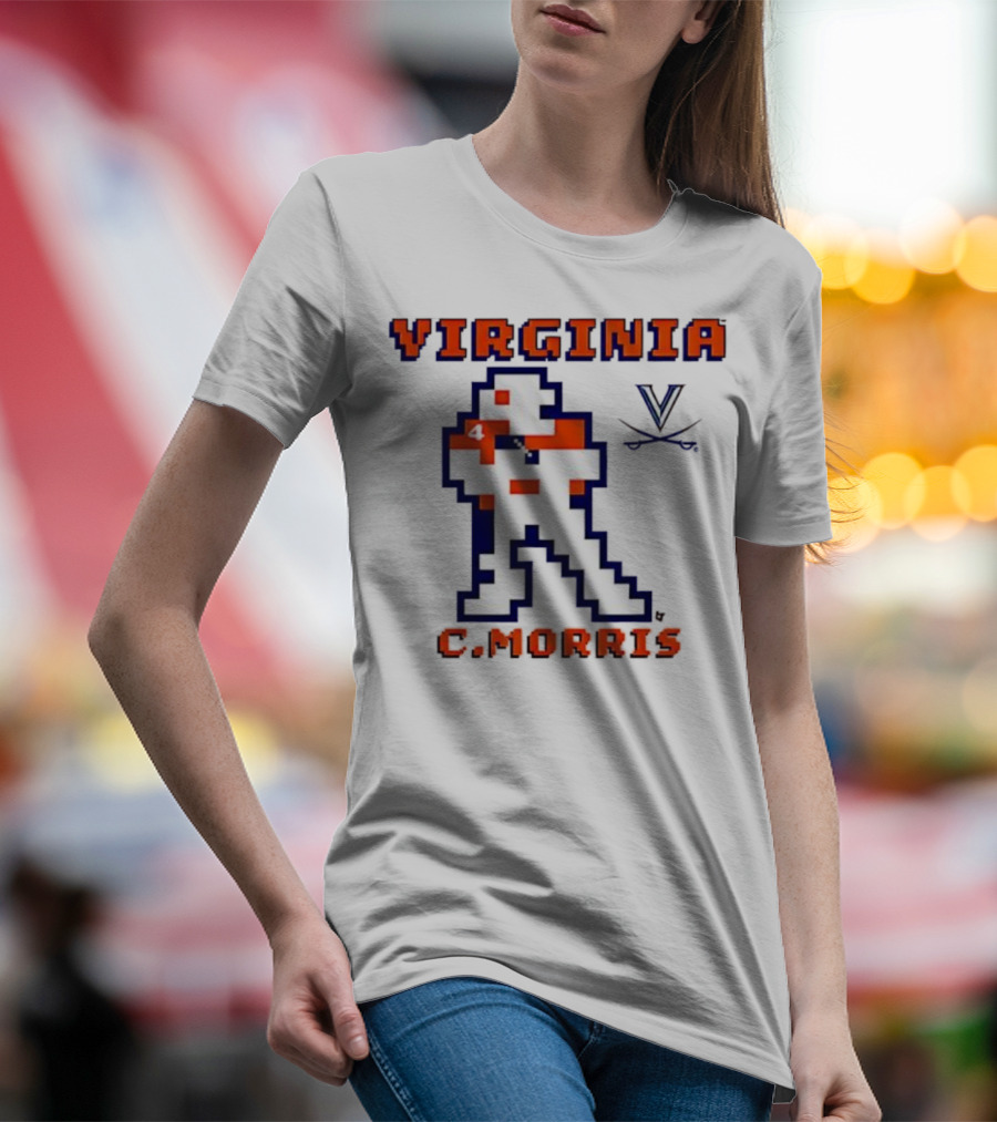 Virginia C. Morris Football Retro Pixel Quarterback 4 T-Shirt