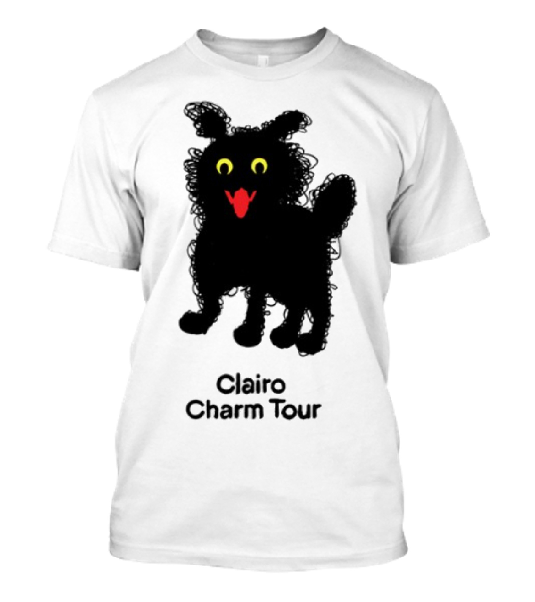 Clairo Charm Tour Yellow Eyes Red Tongue Fuzzy Cat T-Shirt