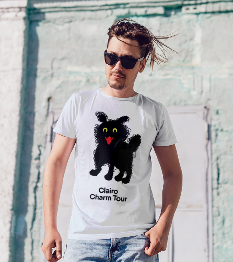 Clairo Charm Tour Yellow Eyes Red Tongue Fuzzy Cat T-Shirt