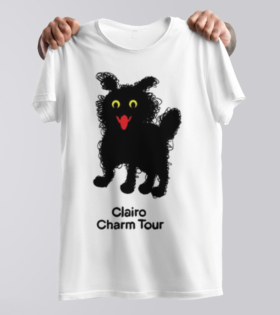 Clairo Charm Tour Yellow Eyes Red Tongue Fuzzy Cat T-Shirt