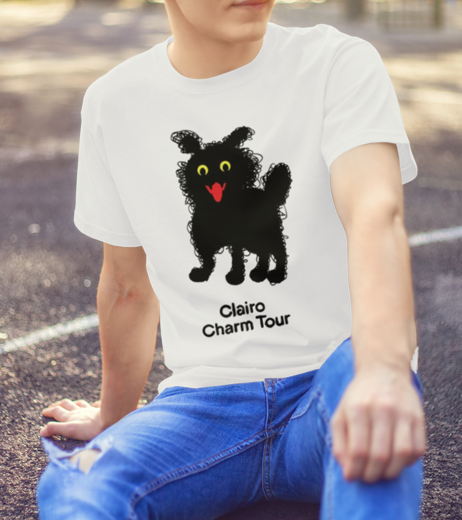 Clairo Charm Tour Yellow Eyes Red Tongue Fuzzy Cat T-Shirt