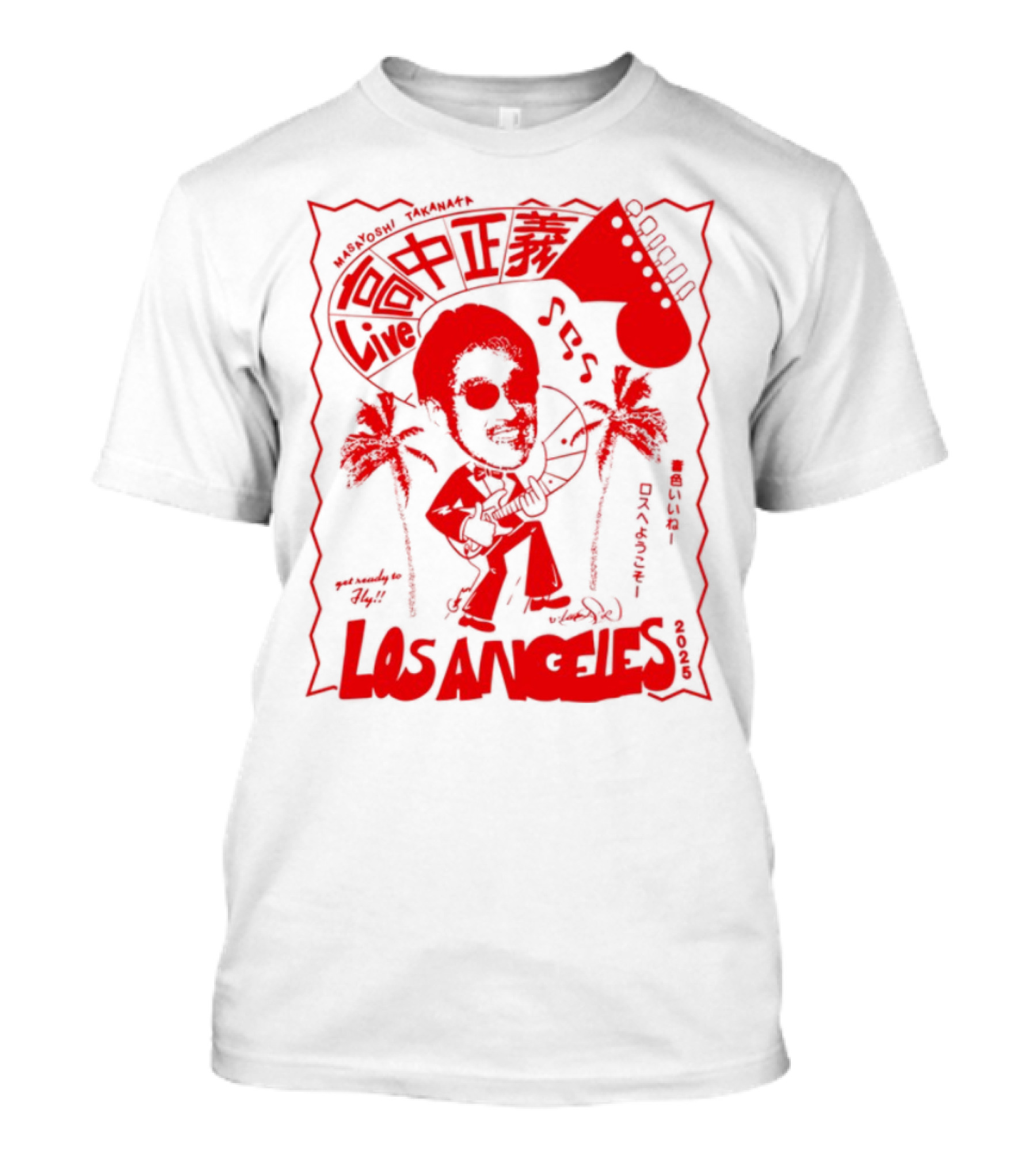 Masayoshi Takanaka Los Angeles Cartoon Guitar Palms T-Shirt